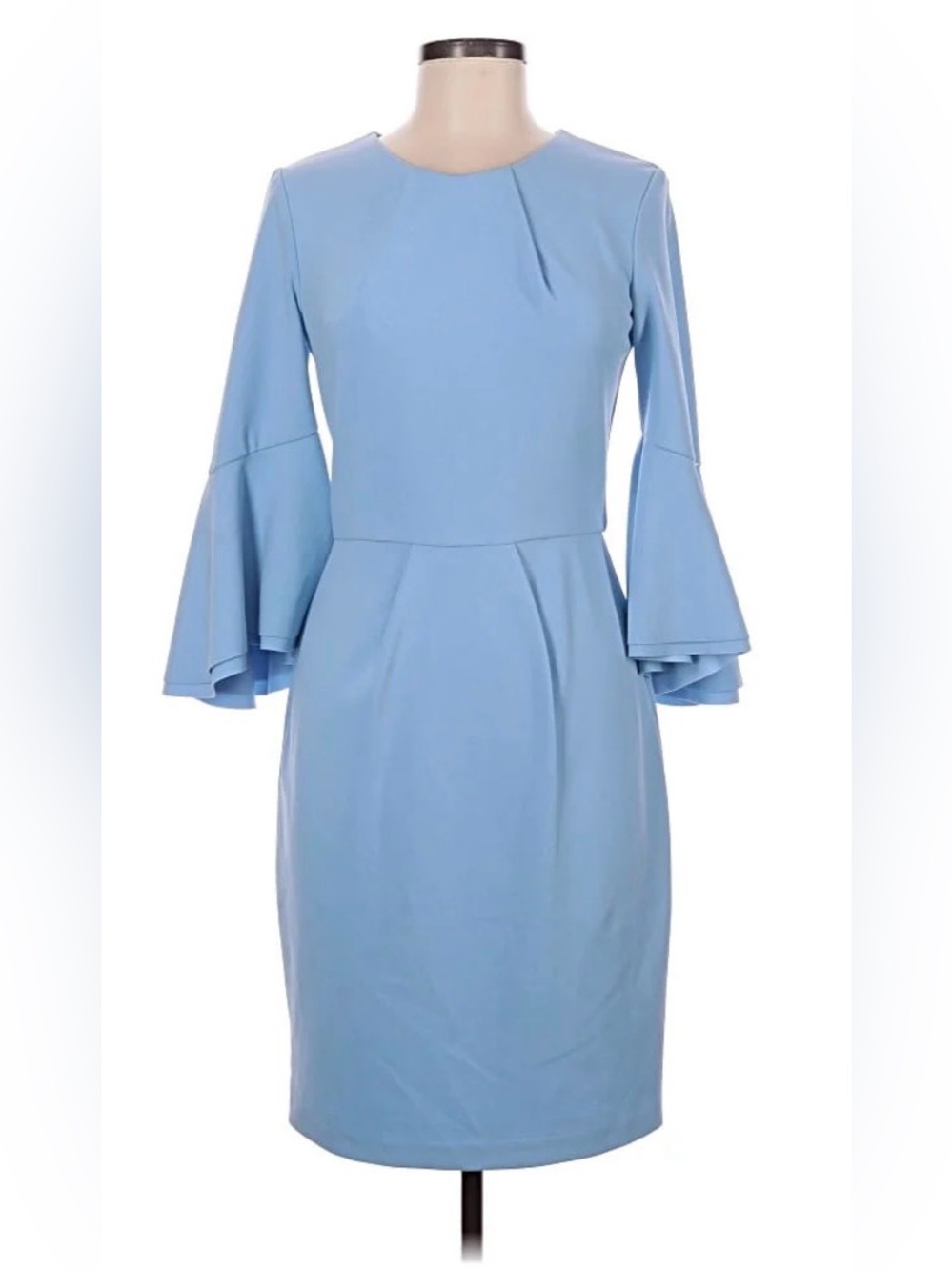 Betsy and Adam Light Blue Bell Sleeve Sheath Dress